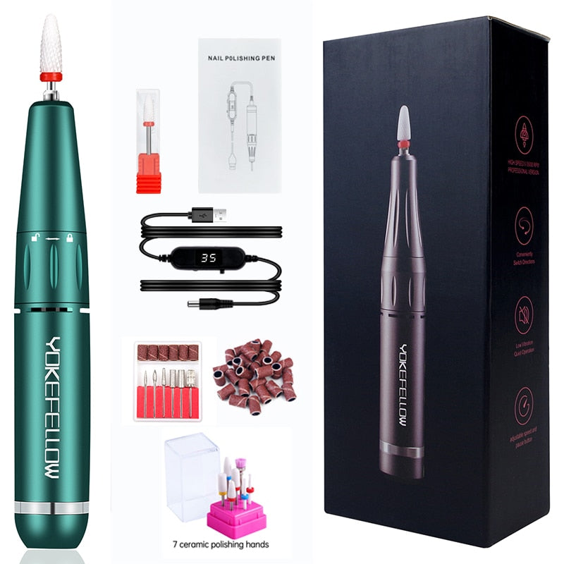 Elektrische Nagelbohrmaschine mit 35000/30000 U / min für Maniküre-Fräser-Set für Gel-Poliernagel-Bohrstift-Salon-Nagelausrüstung