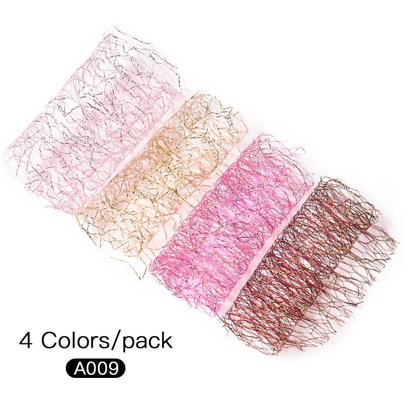 1 STÜCK 3D Mesh Nagel Aufkleber Gold Silber Netzlinie Klebeband auf den Nägeln Holo Selbstklebende Seidenfolie Nail Art Dekorationen Polnische Abziehbilder