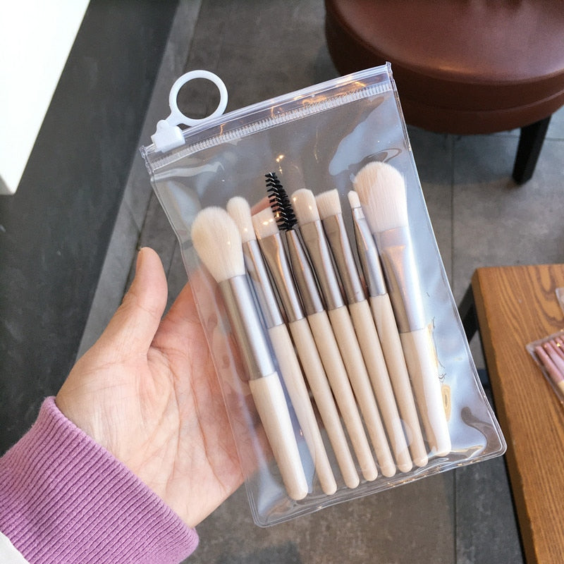 8 pièces/paquet ensemble de pinceaux de maquillage professionnel fard à joues doux pinceau fard à paupières Mini taille correcteur pinceaux applicateurs cosmétiques portables
