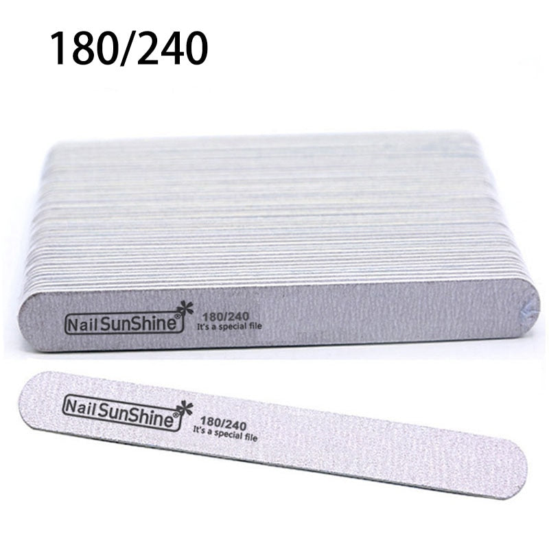 5/10Pcs Professional Nail File 100/180 Sandpaper Strong Thick Nail Files Buffer For Manicure Sanding Half Moon Lime Nail Tools