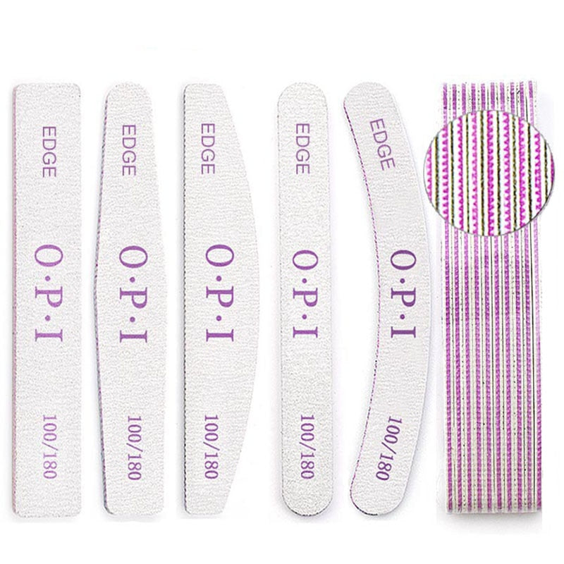5/10Pcs Professional Nail File 100/180 Sandpaper Strong Thick Nail Files Buffer For Manicure Sanding Half Moon Lime Nail Tools