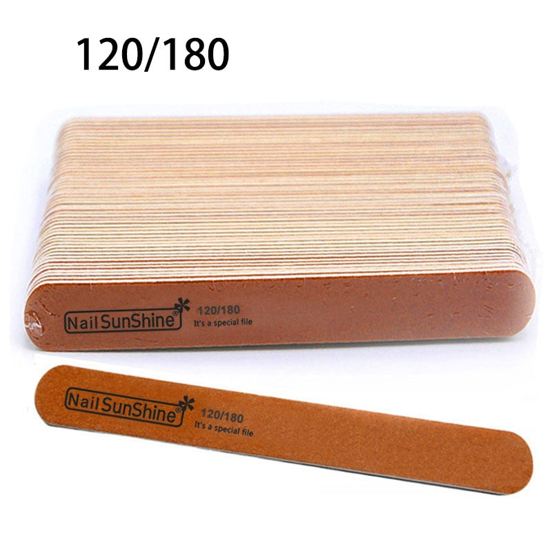5/10Pcs Professional Nail File 100/180 Sandpaper Strong Thick Nail Files Buffer For Manicure Sanding Half Moon Lime Nail Tools