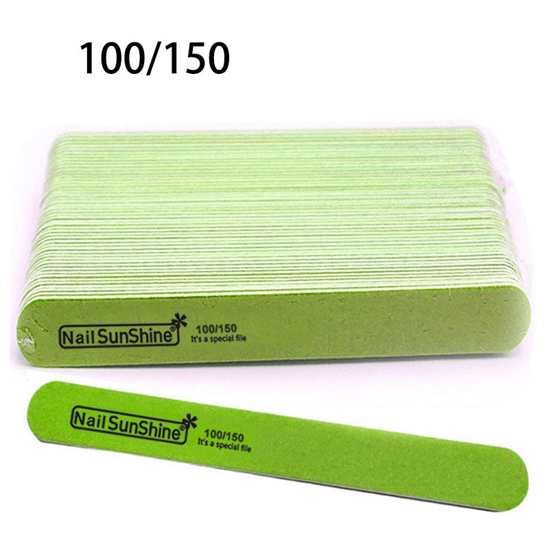 5/10Pcs Professional Nail File 100/180 Sandpaper Strong Thick Nail Files Buffer For Manicure Sanding Half Moon Lime Nail Tools