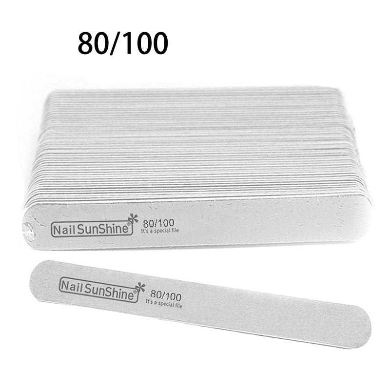 5/10Pcs Professional Nail File 100/180 Sandpaper Strong Thick Nail Files Buffer For Manicure Sanding Half Moon Lime Nail Tools
