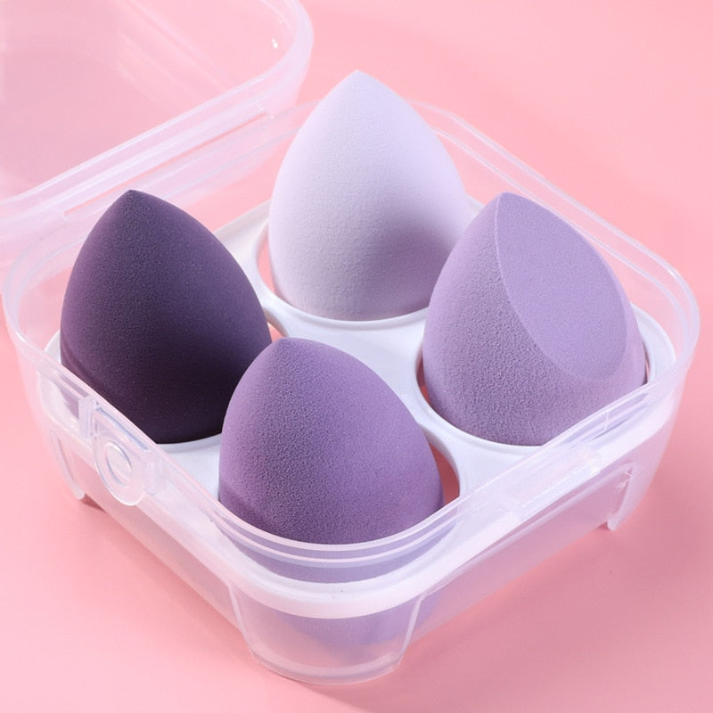 4 pièces éponge de maquillage bouffée de poudre sèche et humide combinée beauté cosmétique boule fond de teint bouffée de poudre coupe biseautée maquillage éponge outils