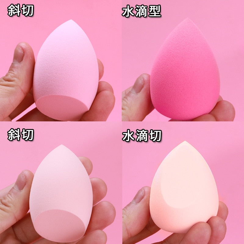 4 pièces éponge de maquillage bouffée de poudre sèche et humide combinée beauté cosmétique boule fond de teint bouffée de poudre coupe biseautée maquillage éponge outils