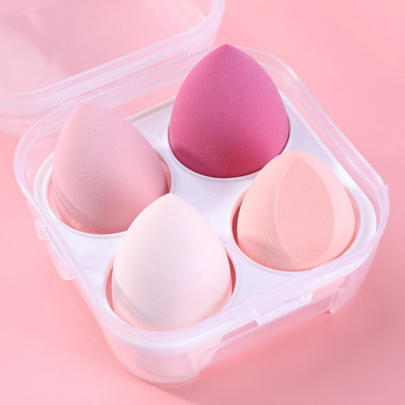 4 pièces éponge de maquillage bouffée de poudre sèche et humide combinée beauté cosmétique boule fond de teint bouffée de poudre coupe biseautée maquillage éponge outils