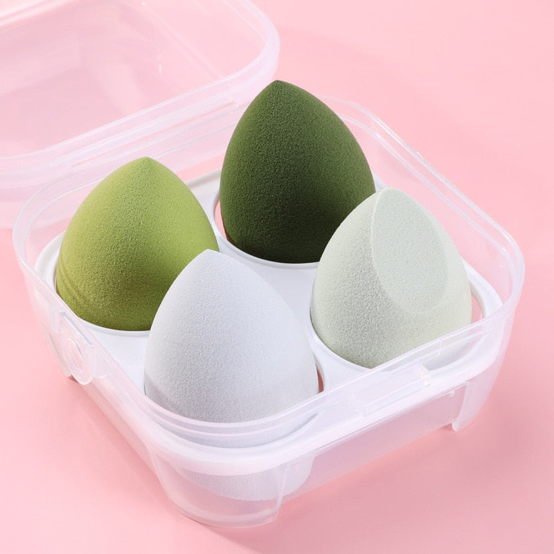 4 pièces éponge de maquillage bouffée de poudre sèche et humide combinée beauté cosmétique boule fond de teint bouffée de poudre coupe biseautée maquillage éponge outils