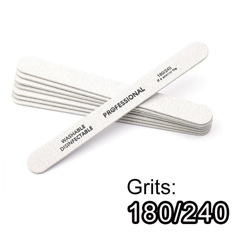 5/10Pcs Professional Nail File 100/180 Sandpaper Strong Thick Nail Files Buffer For Manicure Sanding Half Moon Lime Nail Tools