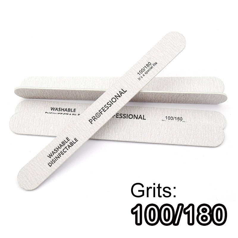 5/10Pcs Professional Nail File 100/180 Sandpaper Strong Thick Nail Files Buffer For Manicure Sanding Half Moon Lime Nail Tools