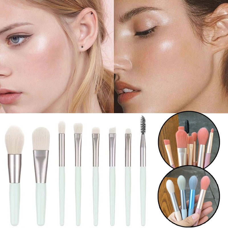 8 pièces/paquet ensemble de pinceaux de maquillage professionnel fard à joues doux pinceau fard à paupières Mini taille correcteur pinceaux applicateurs cosmétiques portables