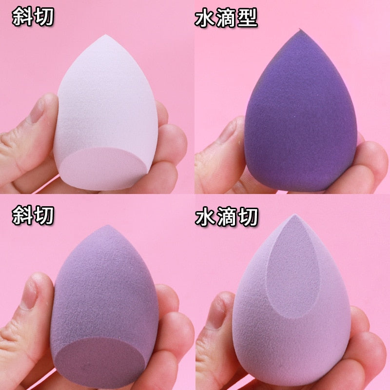 4 pièces éponge de maquillage bouffée de poudre sèche et humide combinée beauté cosmétique boule fond de teint bouffée de poudre coupe biseautée maquillage éponge outils