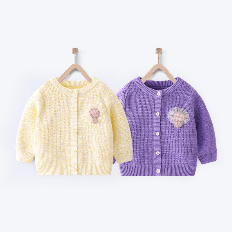 Children's Fashion Simple Cardigan Sweater Sweet
