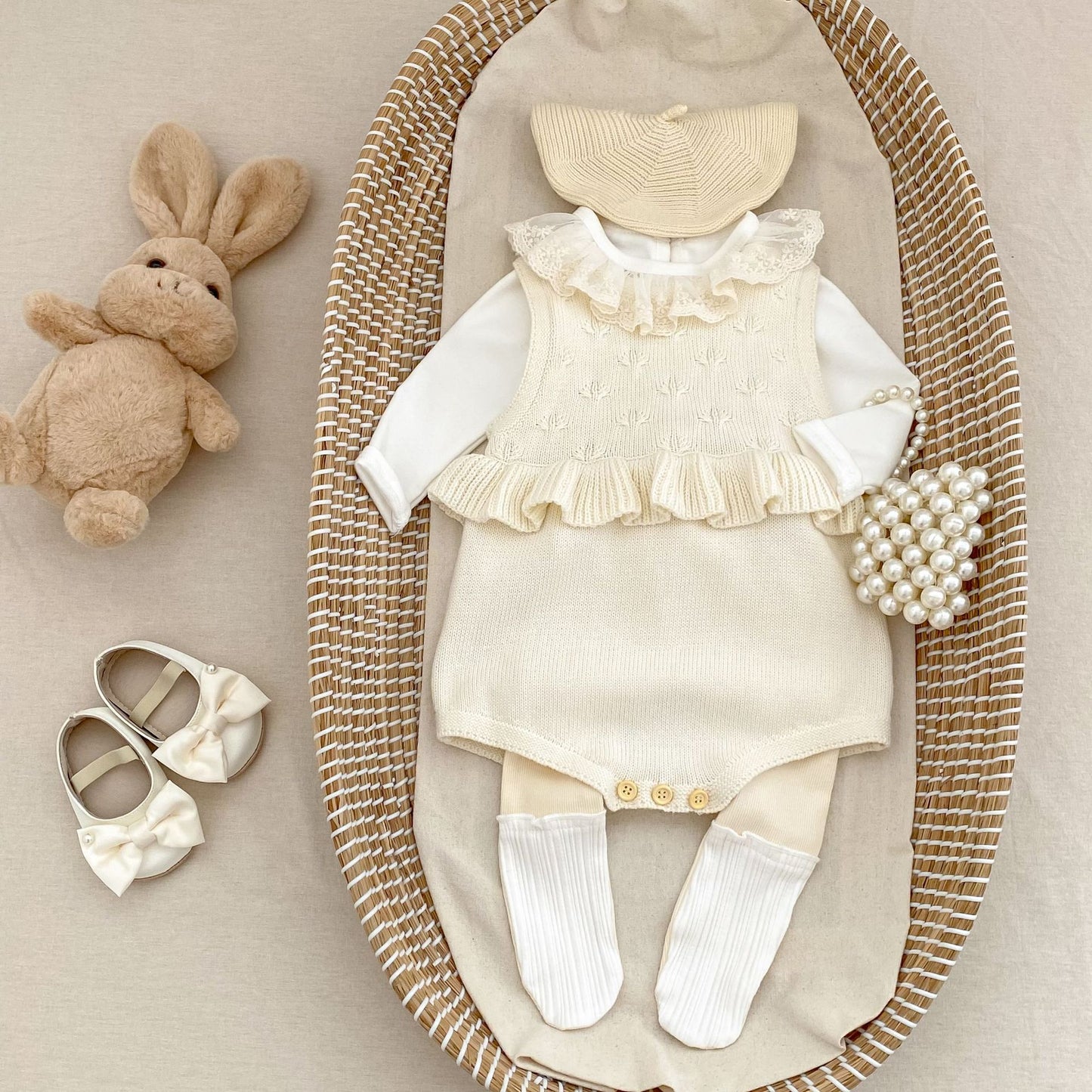 Baby Girl's Ruffle Vest Cute Fashionable Knitted Jacket All-matching Romper